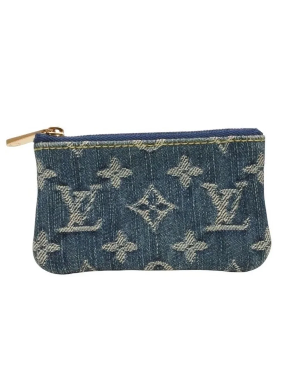 Louis Vuitton Monogram Denim Pochette Cles Coin Purse Blue